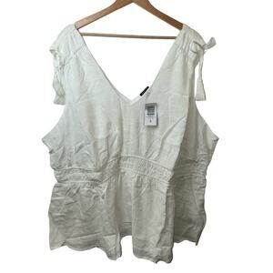 Torrid White Cinched Waist Tassel Sleeves Size 4 Top